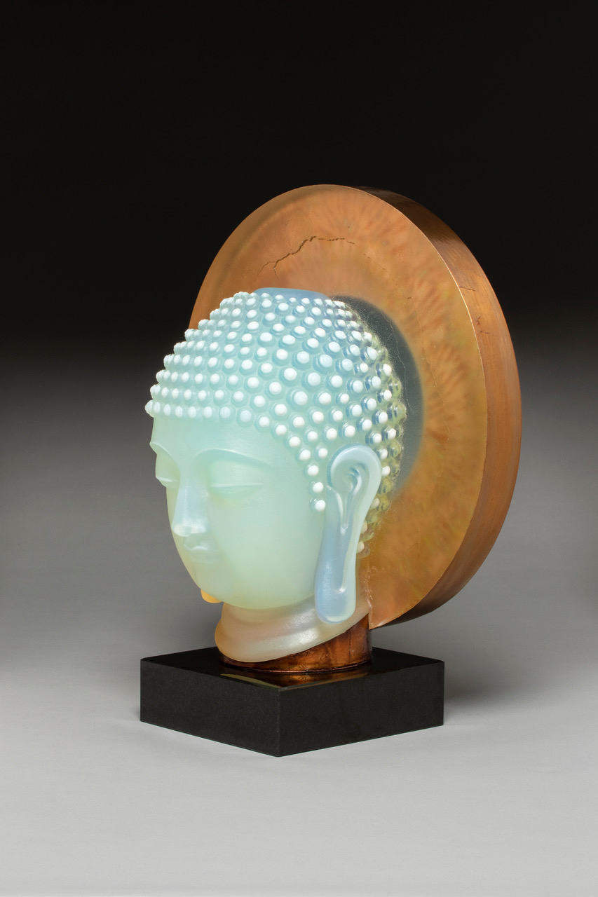 Jade Buddha - hot cast glass