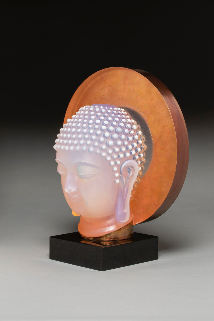 Opalescent Buddha - hot cast glass