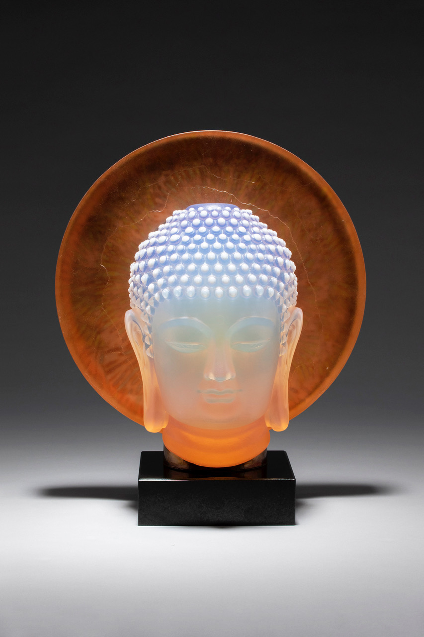 Opalescent Buddha - hot cast glass